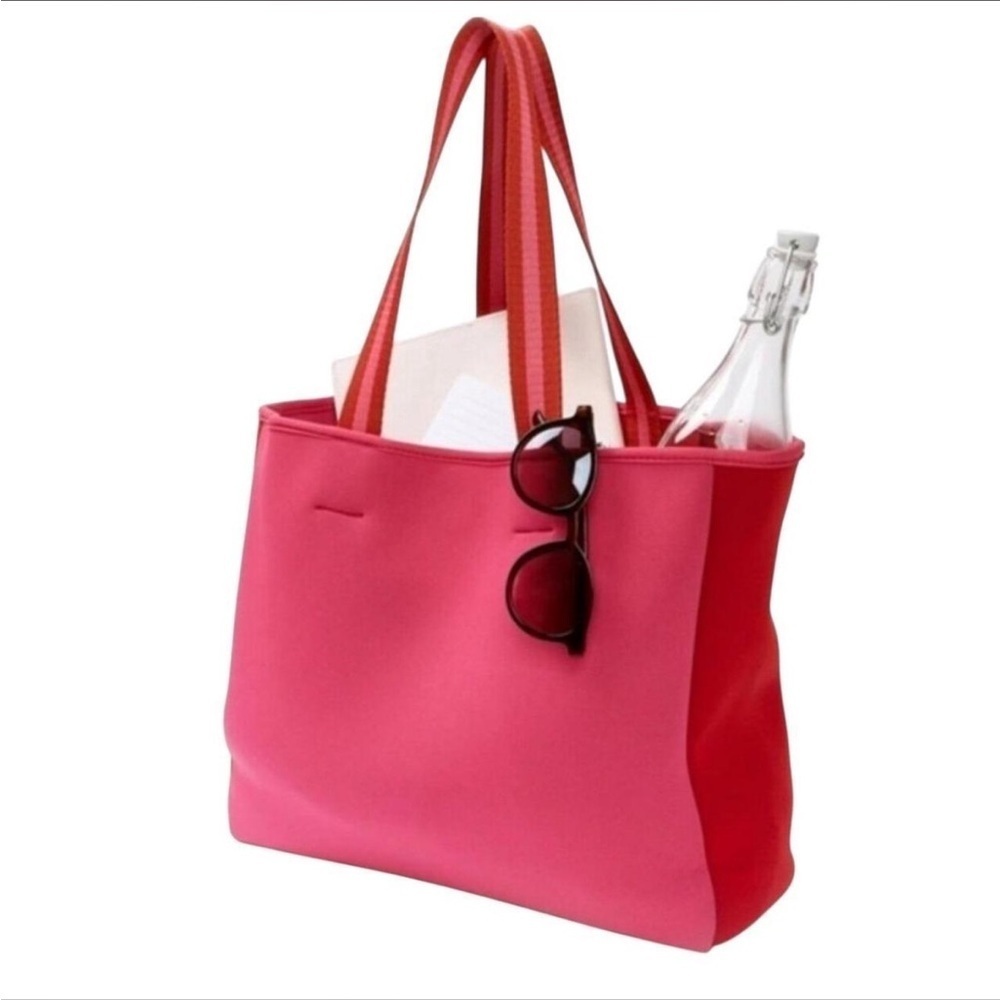 Summersalt Neoprene Colorblock Pink Red Tote Weekender Beach Bag